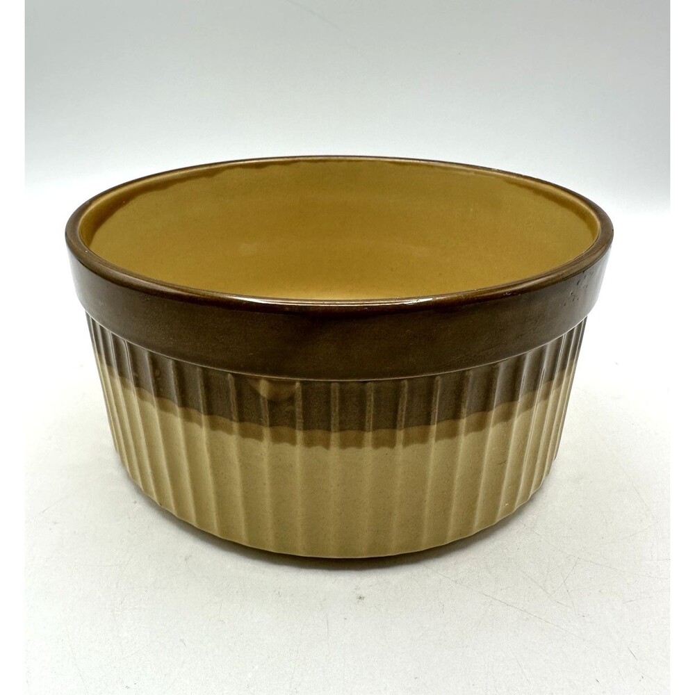 Vintage T.G. Green Granville Souffle Dish Dripware Pattern Brown 7"